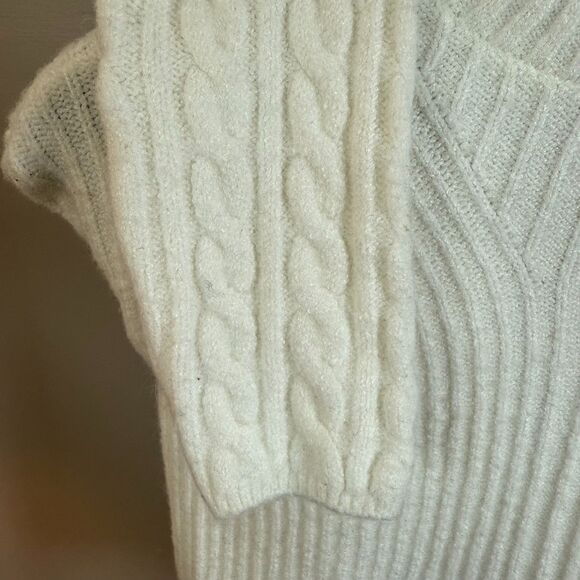 gbGIRLS Cable Knit Ribbed Sweater White Girls Size L Pullover, Mock Neck - Picture 5 of 11